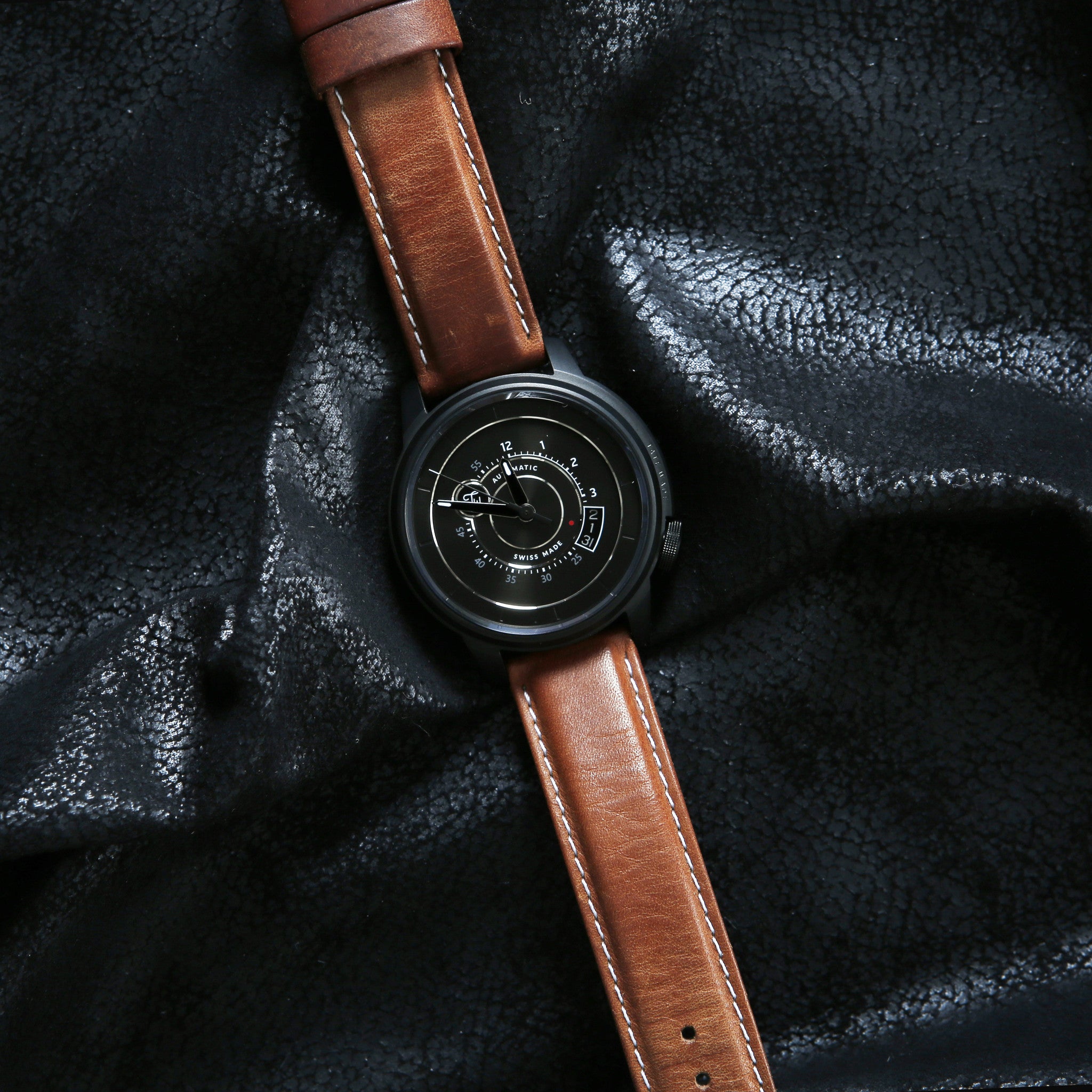 Swiss-made luxury black PVD watch from Tate Wade