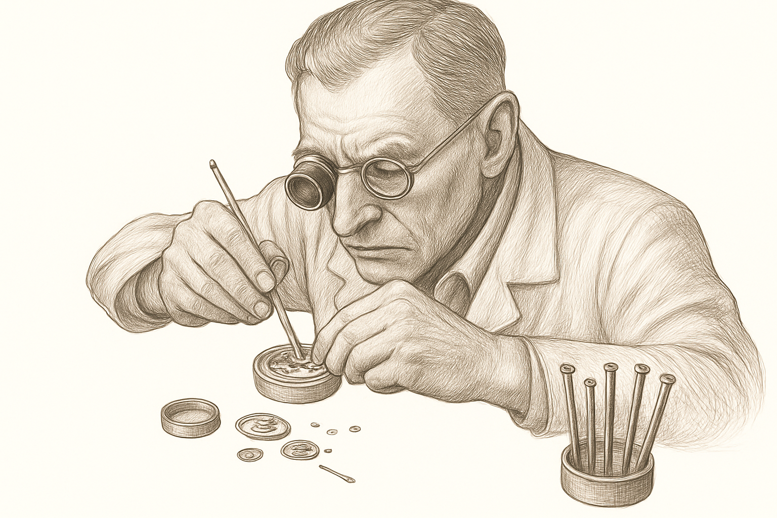 Swiss watch maker assembling a watch with precision